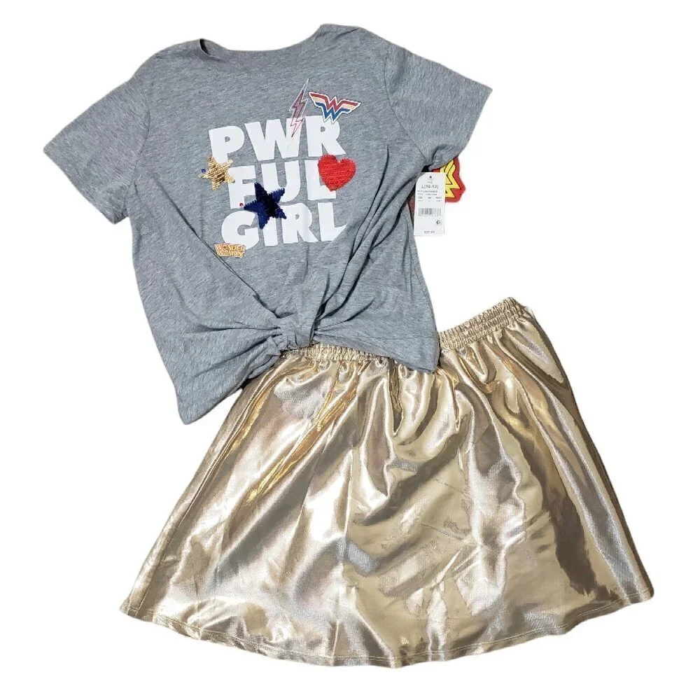 Wonder Woman Kids Girls 2-Piece Powerful Girl Gray